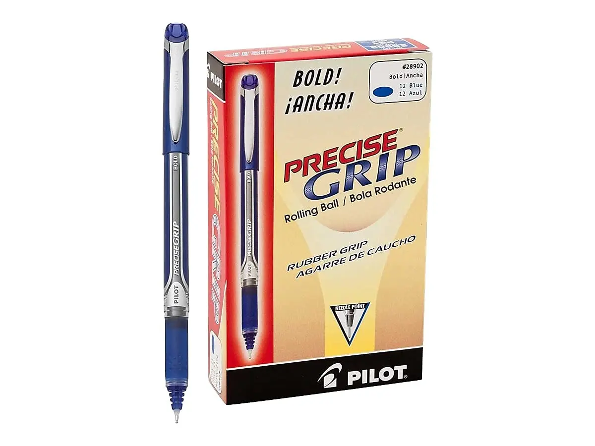Pilot Precise Grip Bold Rolling Ball Pen 1mm | Blue Ink, Advanced Ink Feed System, Comfortable Rubber Grip - view 3