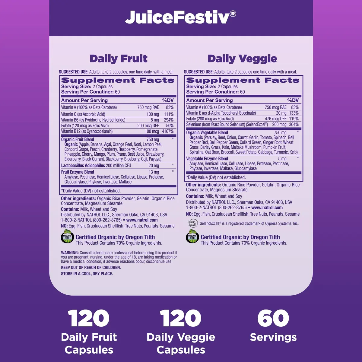 Natrol JuiceFestiv Vitamins & Supplements for Nutrition & Well-Being, 120 Capsules (2-Count) | Antioxidants for Cellular Health - view 4