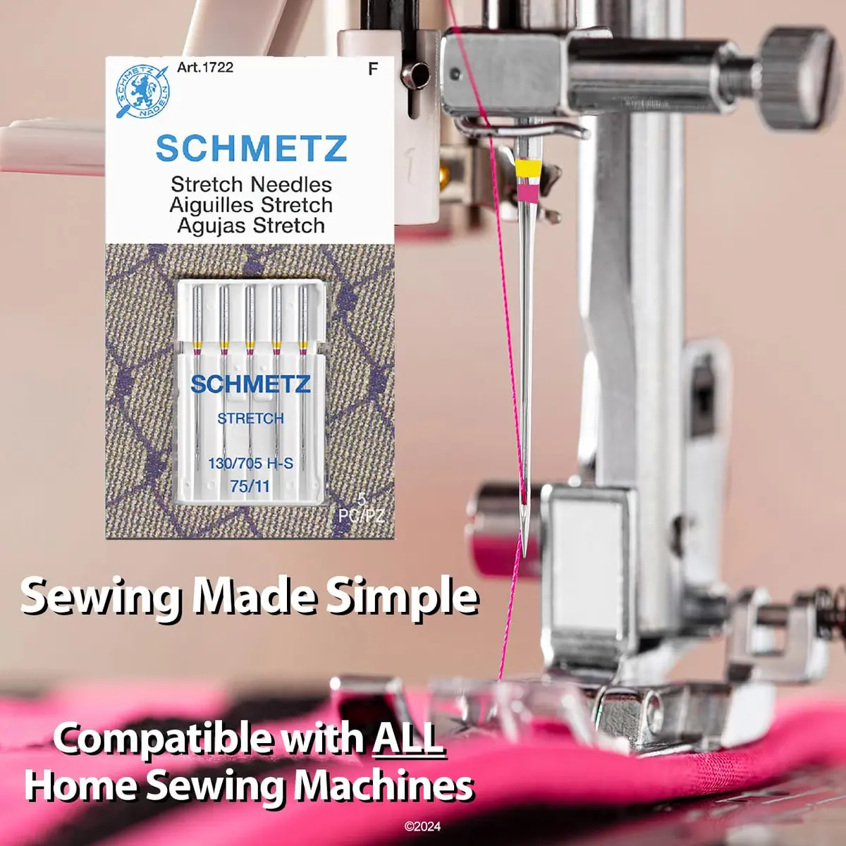 SCHMETZ Stretch Sewing Machine Needles Size 75/11 | Perfect for Stretch Fabrics & Knits - view 2