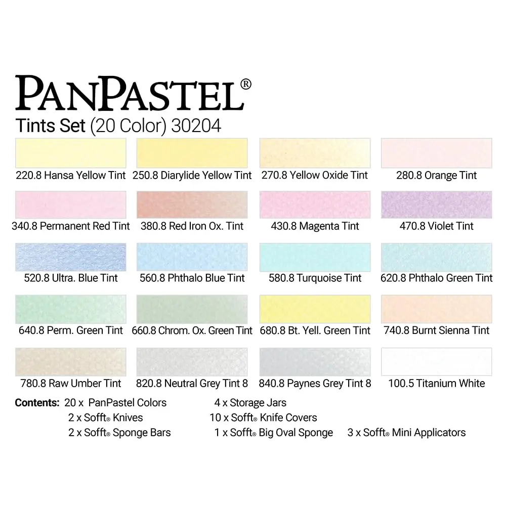PanPastel Artist Pastels by GOLDEN, Tints Set, 20 Colors | Easy Blend, Low Dust, USA Assembled - view 3