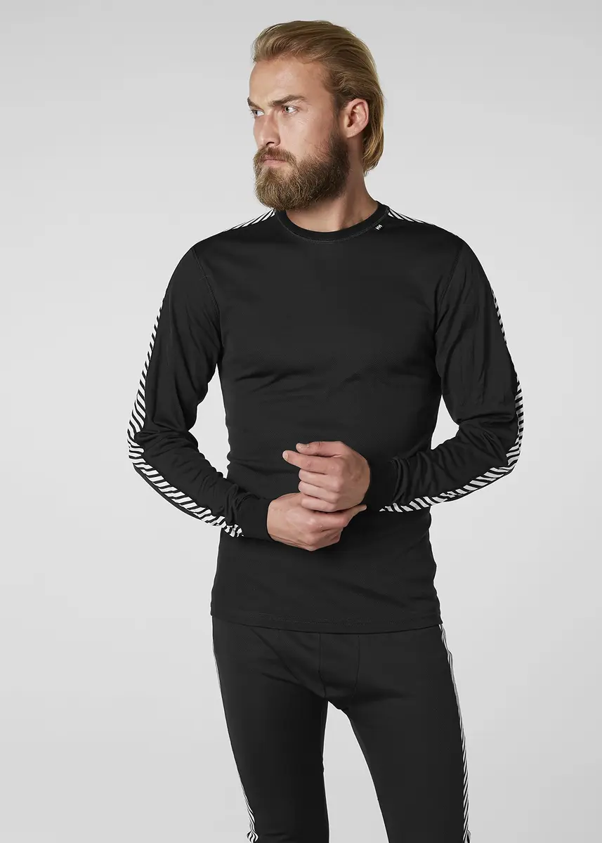 Helly Hansen Men's LIFA Stripe Performance Long Sleeve Crewneck Thermal Baselayer Top, 991 Black, Medium - view 2