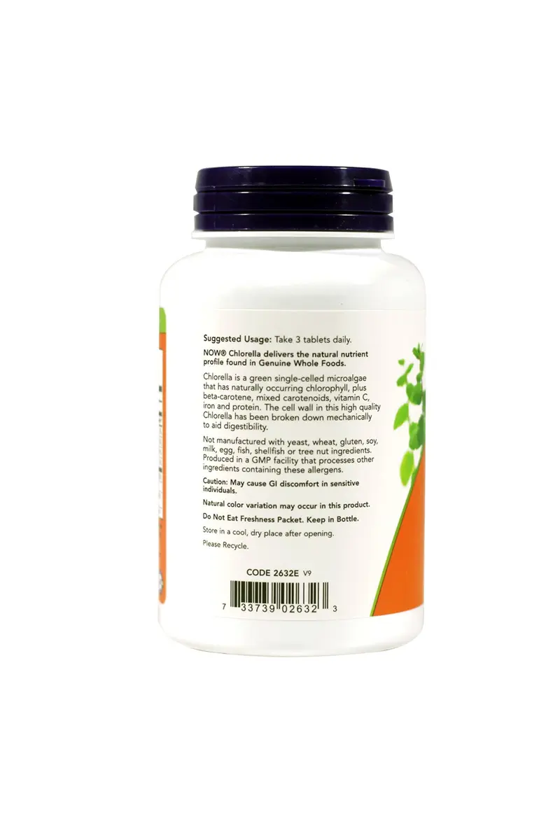 NOW Foods Chlorella 1000mg 120 Tablets | Vegetarian Microalgae Supplement for Detox & Energy - view 3