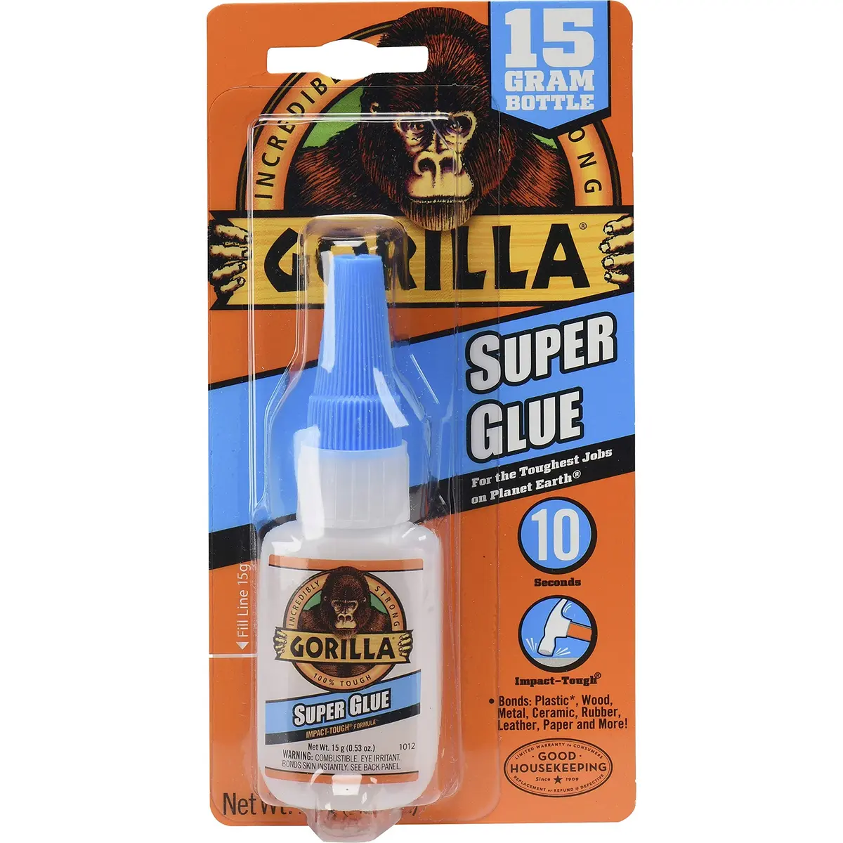 Gorilla Super Glue Clear 15g (0.53 oz) | Impact-Tough Adhesive for Fast Repairs - main product image