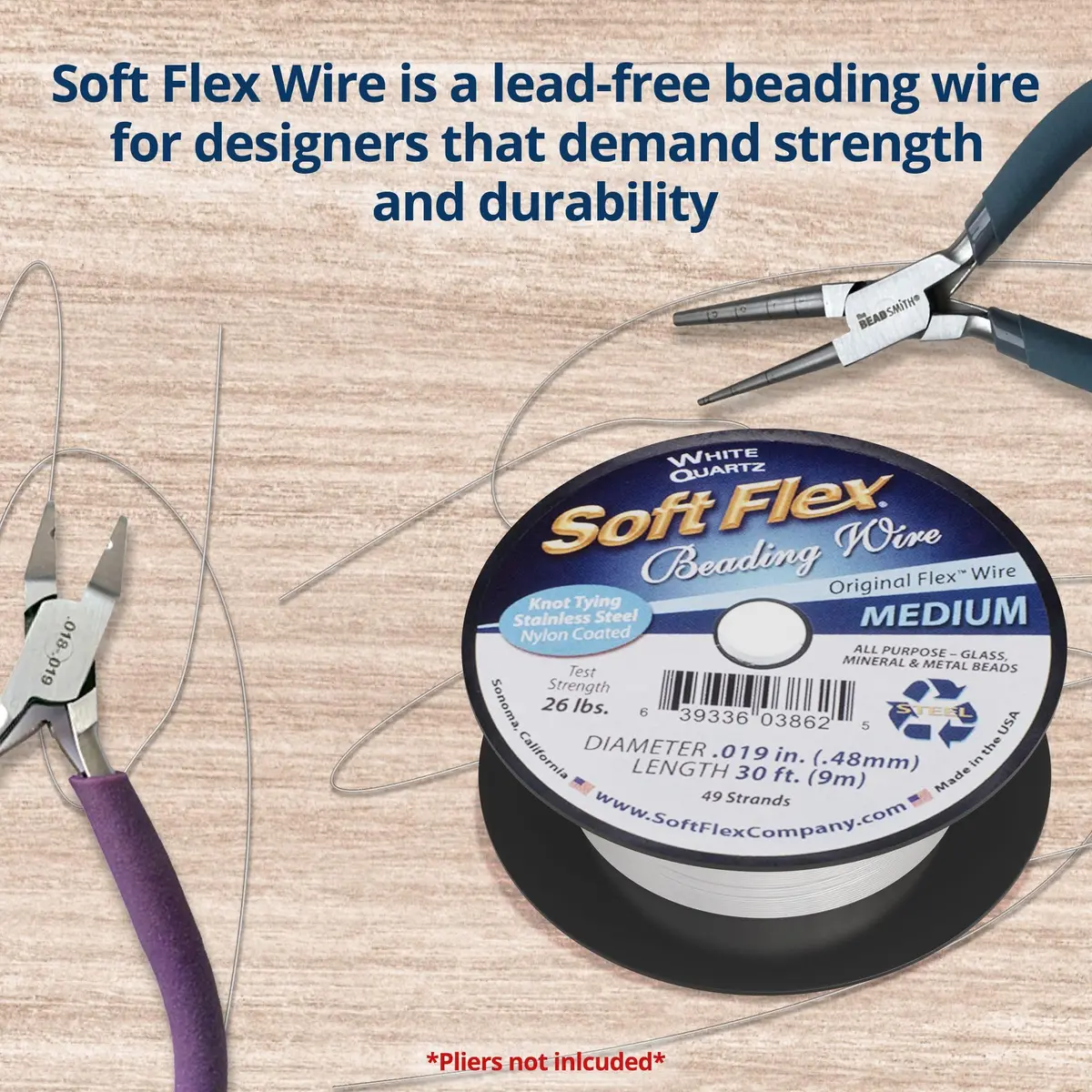 Soft Flex 49 Strand Beading Wire - Medium 0.019" (0.48mm) - 30 Feet (9.14m) | USA-Sourced for Jewelry Making - view 4