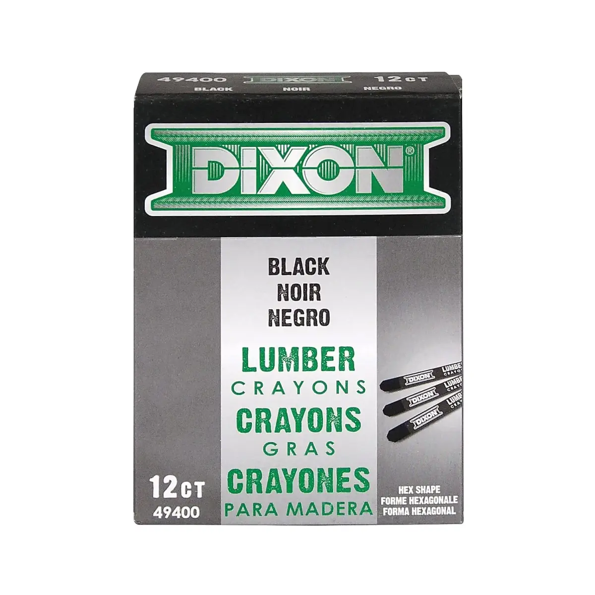 Dixon Lumber Crayons Carbon Black 12 Count (0.63 lb) | Fade-proof, Water-proof, Smear-proof Marking Tools - view 3