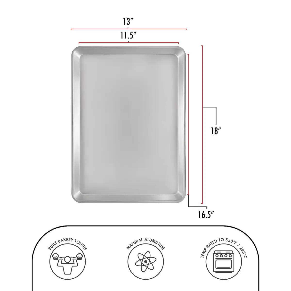 Fat Daddio's SP-HALF Natural Aluminum Half Sheet Pan, 18 x 13 x 1 inch | Durable Commercial Bakeware for Baking & Roasting - view 4