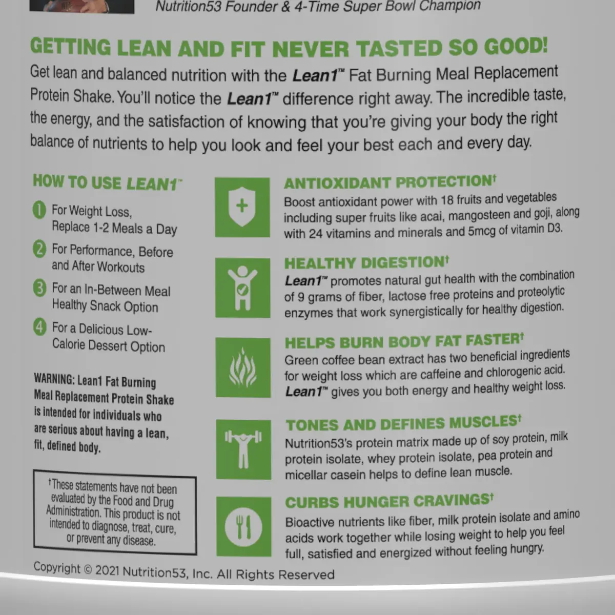 LEAN1 Vanilla Meal Replacement Protein Shake 27.5oz | Supports Weight Loss & Muscle Tone - view 5