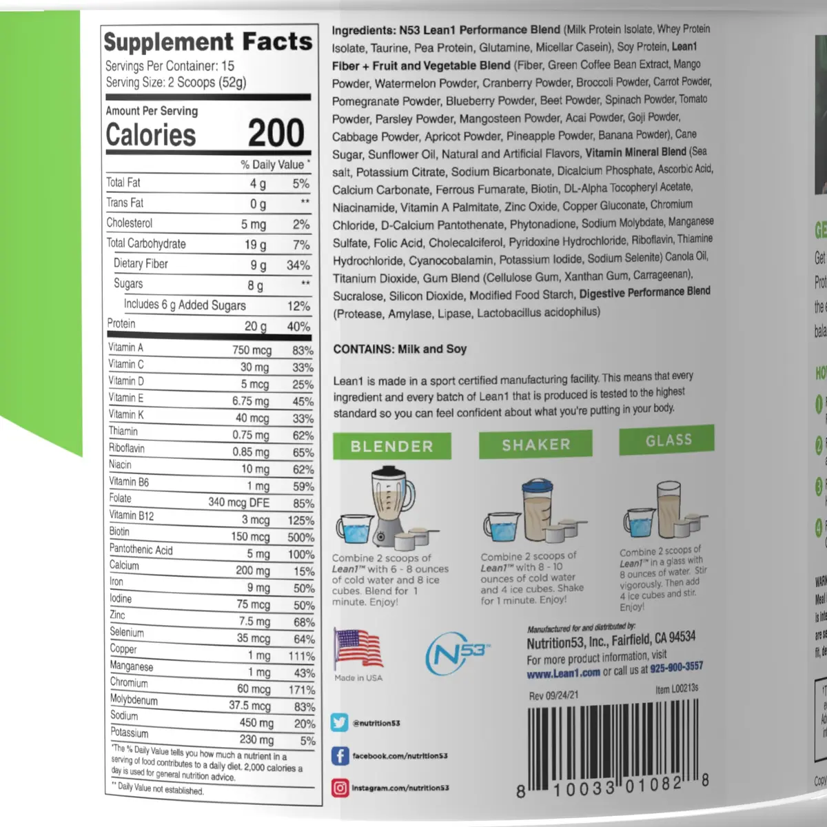 LEAN1 Vanilla Meal Replacement Protein Shake 27.5oz | Supports Weight Loss & Muscle Tone - view 6