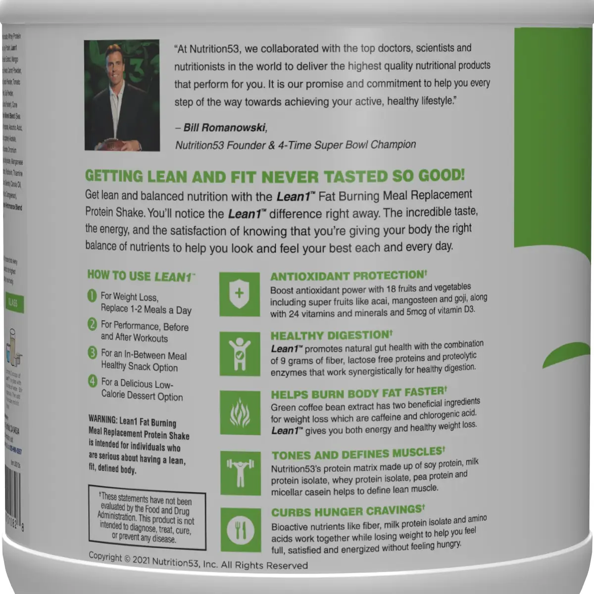 LEAN1 Vanilla Meal Replacement Protein Shake 27.5oz | Supports Weight Loss & Muscle Tone - view 4