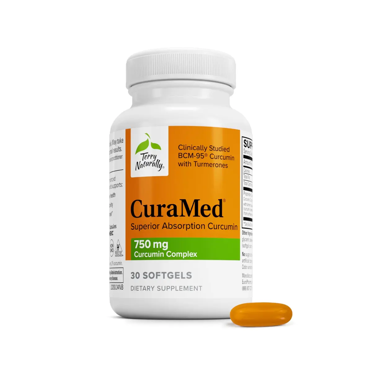 Terry Naturally CuraMed 750mg | Pain & Inflammation Relief, 30 Softgels, Full Spectrum Curcumin - main product image