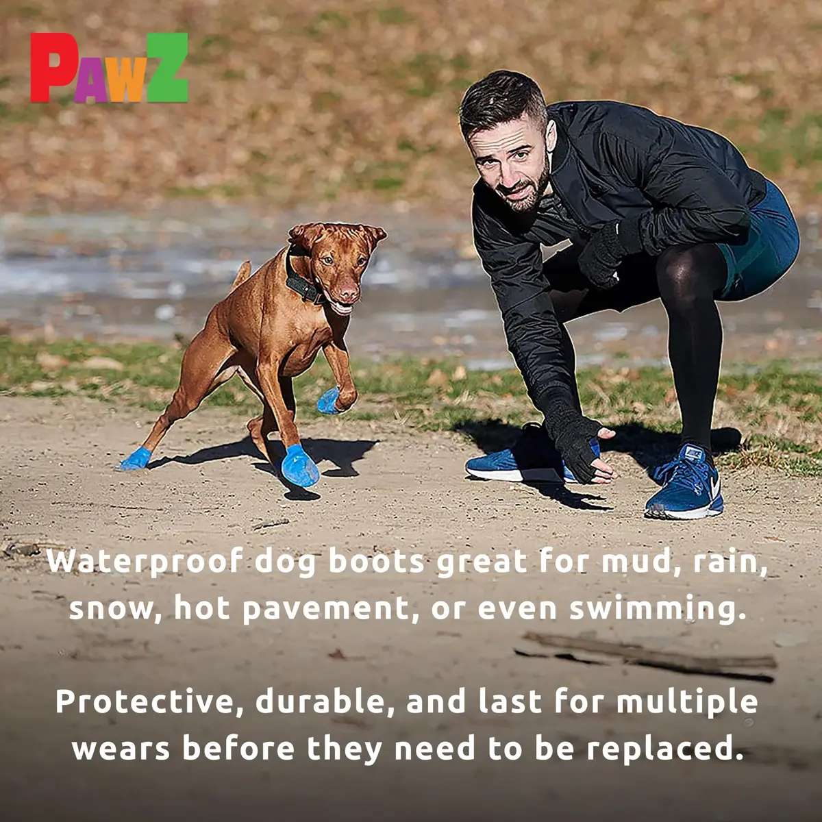 PawZ Rubber Dog Boots - Waterproof Non-Slip Dog Shoes for Hot Pavement, Tiny Size (12-Pack) - view 7