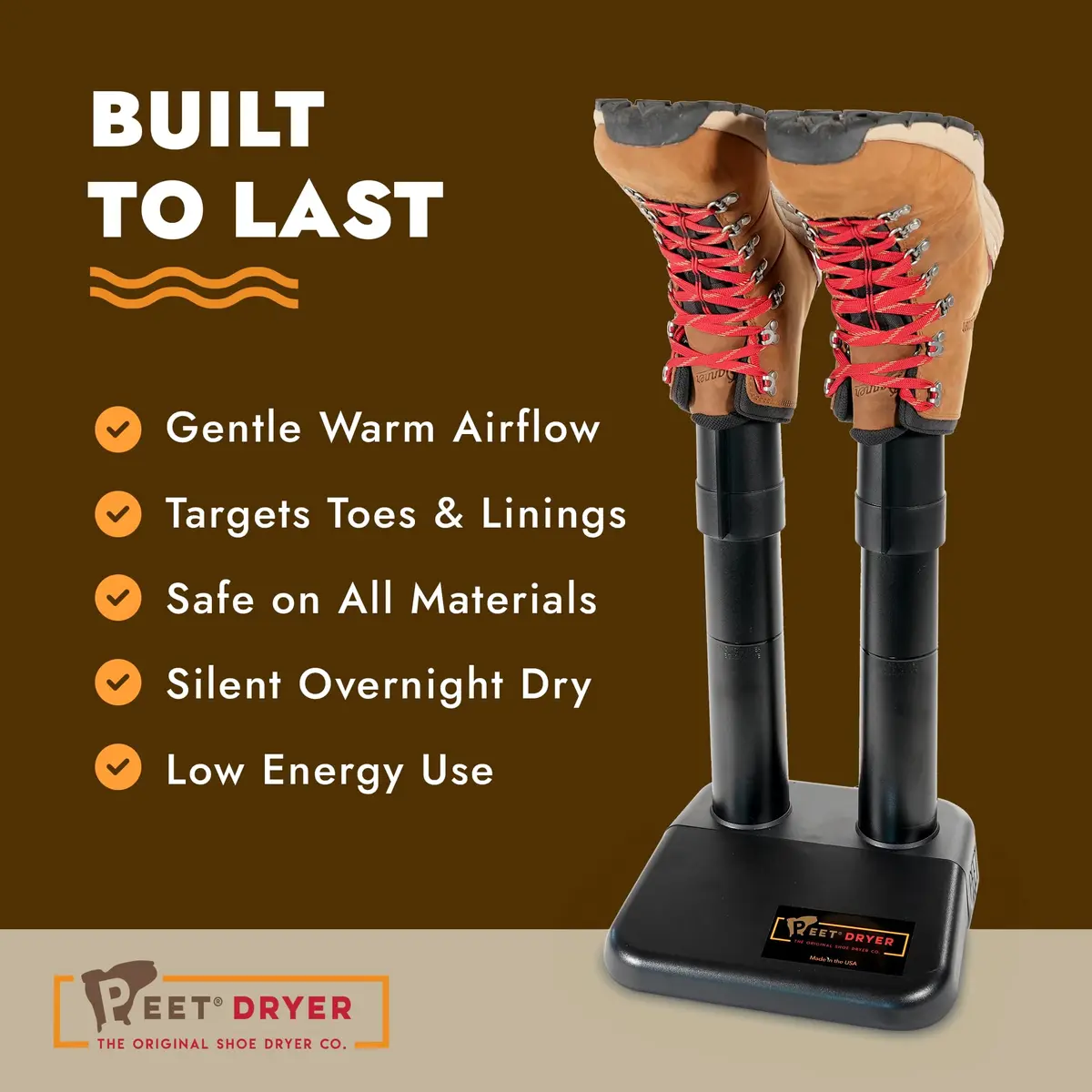 PEET Original Portable Electric Boot & Shoe Dryer, Silent & Always-On | Effective, Energy-Efficient Shoe Drying System - view 6