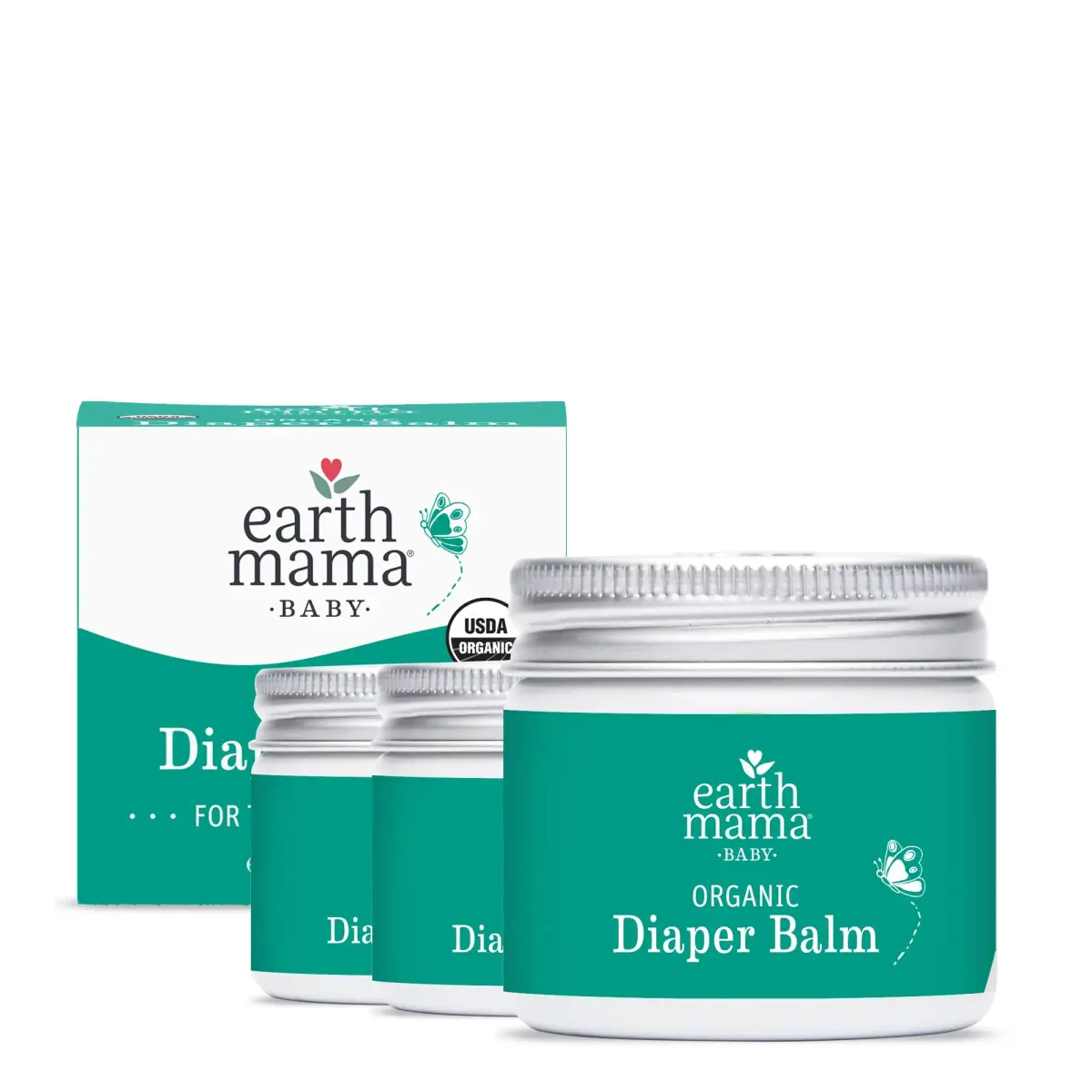 Earth Mama Organic Diaper Balm 60ml (2 Fl Oz) | EWG Verified, Petroleum & Fragrance-Free for Sensitive Skin (3-Pack) - main product image
