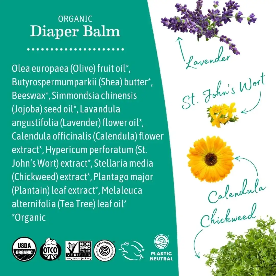 Earth Mama Organic Diaper Balm 60ml (2 Fl Oz) | EWG Verified, Petroleum & Fragrance-Free for Sensitive Skin (3-Pack) - view 6