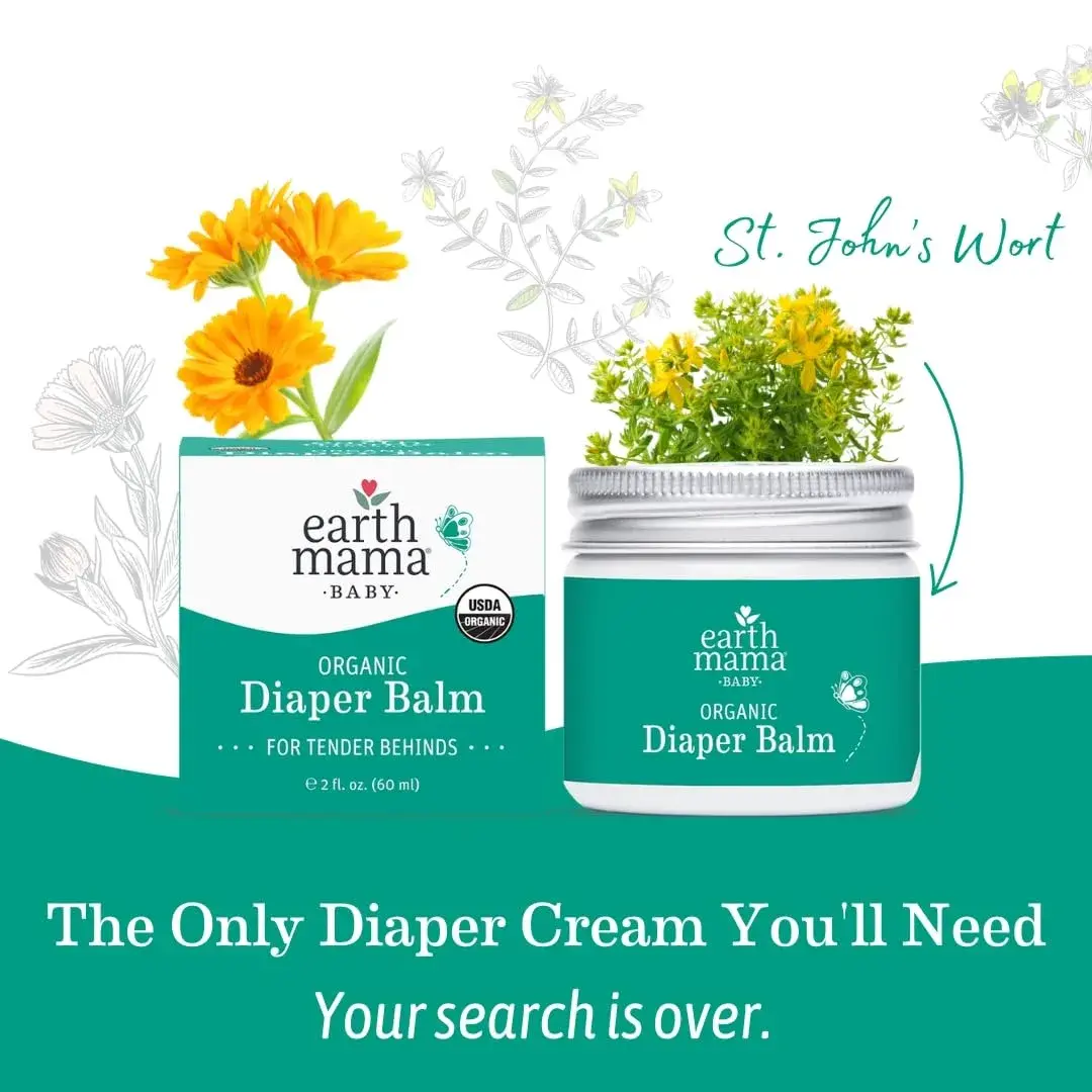 Earth Mama Organic Diaper Balm 60ml (2 Fl Oz) | EWG Verified, Petroleum & Fragrance-Free for Sensitive Skin (3-Pack) - view 7