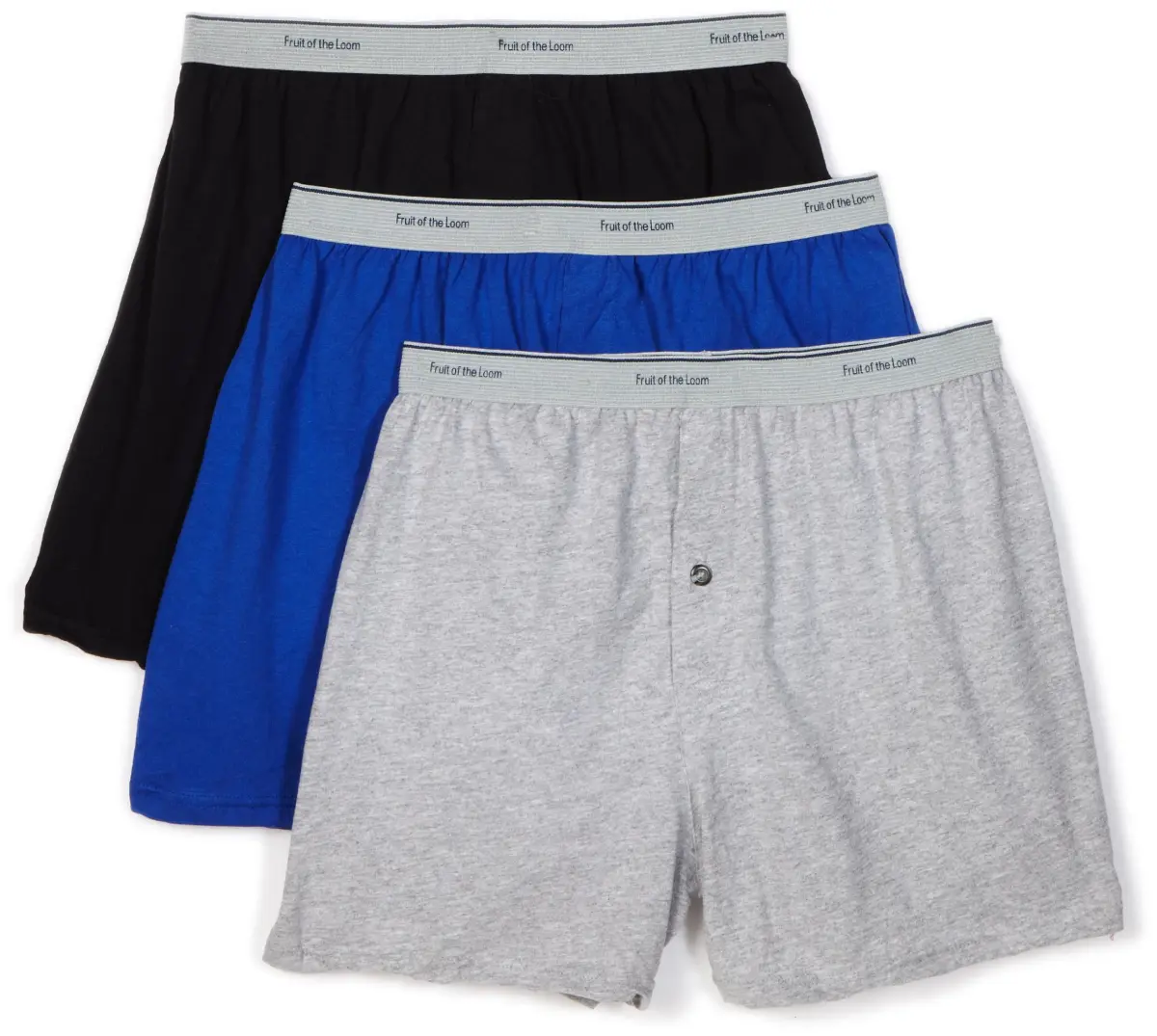 Fruit of the Loom Men's Knit Boxer With Exposed Waistband XX-Large (Pack of 3) | Relaxed Fit & Button-Fly Comfort - main product image