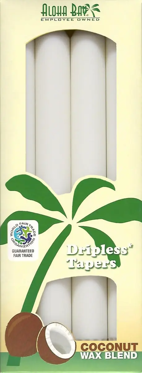 Aloha Bay Coconut Taper Candle 4-Pack | Unscented, Dripless, 9 Inch, 9 Hours - main product image