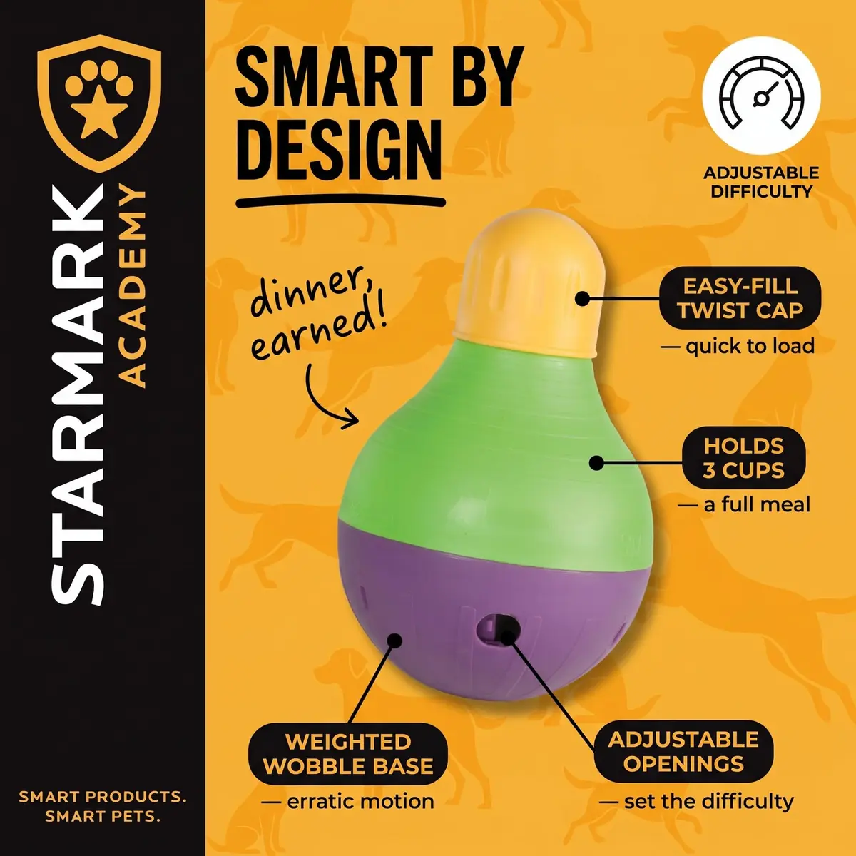 Starmark Treat Dispensing Bob-A-Lot Large Dog Interactive Feeder Toy | Adjustable Food Flow & Wobbling Fun - view 2