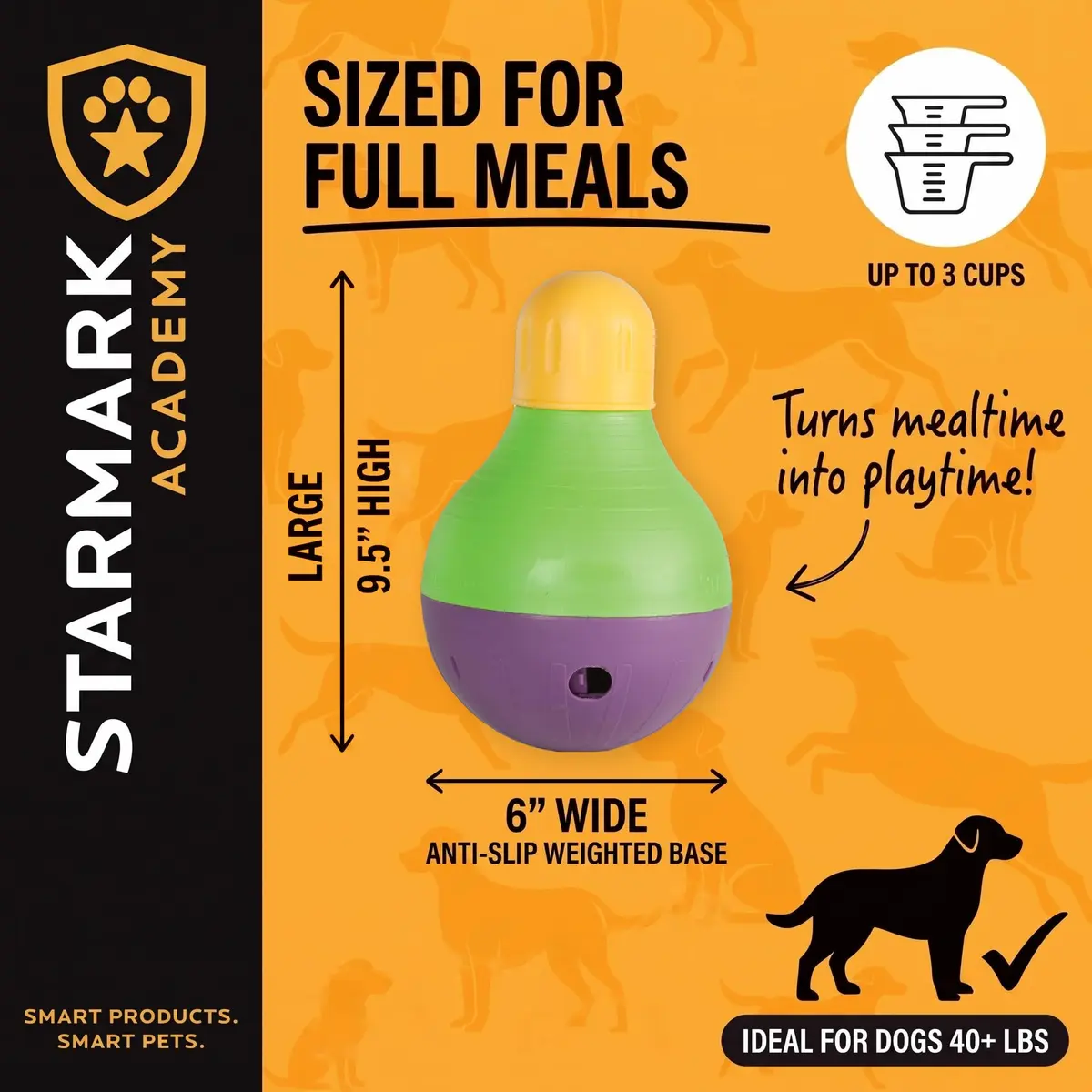Starmark Treat Dispensing Bob-A-Lot Large Dog Interactive Feeder Toy | Adjustable Food Flow & Wobbling Fun - view 3