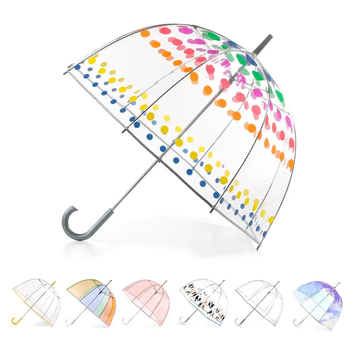 Totes Signature Clear Bubble Umbrella | 129.5 cm (51 in) Canopy | Auto Open Stick Umbrella with J-Handle - main product image