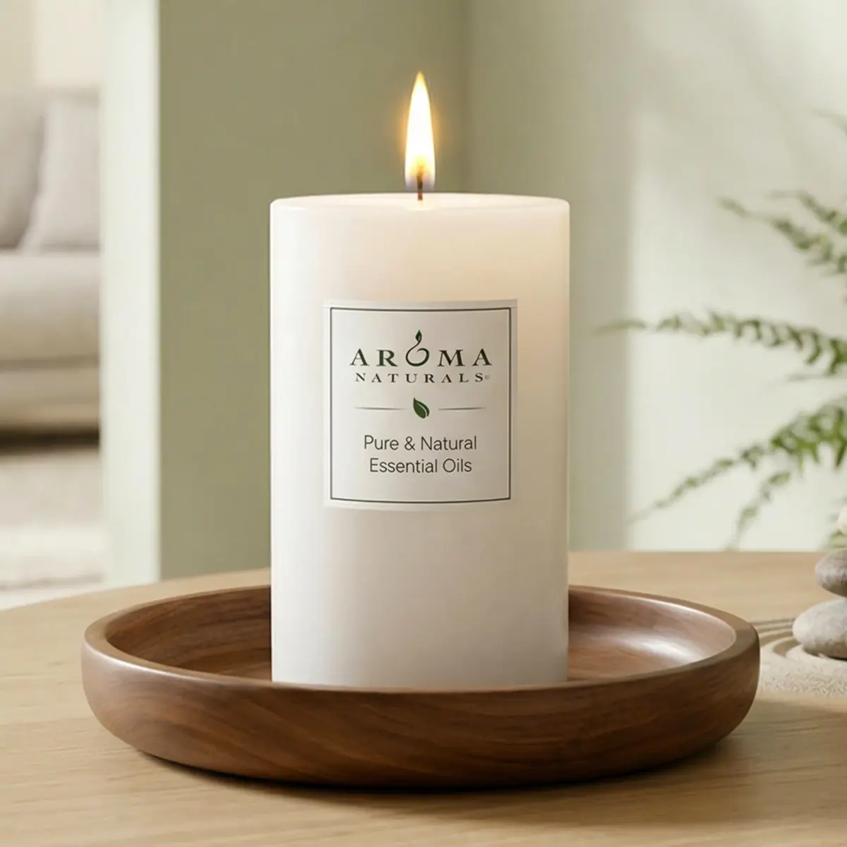 Aroma Naturals Patchouli & Frankincense Pillar Candle 6.4cm x 10.2cm | Natural Essential Oil Aromatherapy - view 4