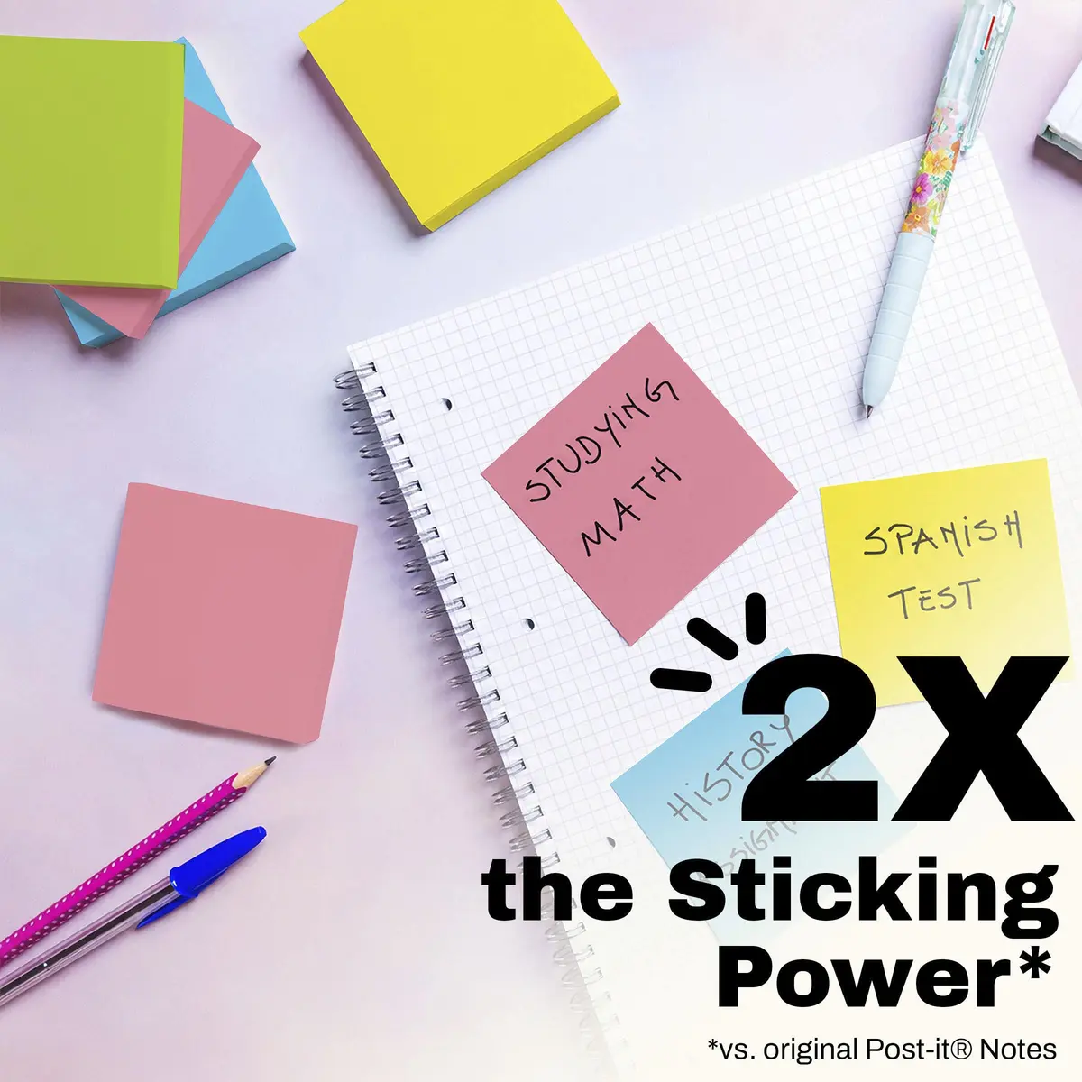 Post-it Super Sticky Notes, 3 x 3 in, Neon Fizz, 3 Pads, 45 Sheets/Pad | Vibrant Colors for Creative Reminders - view 5