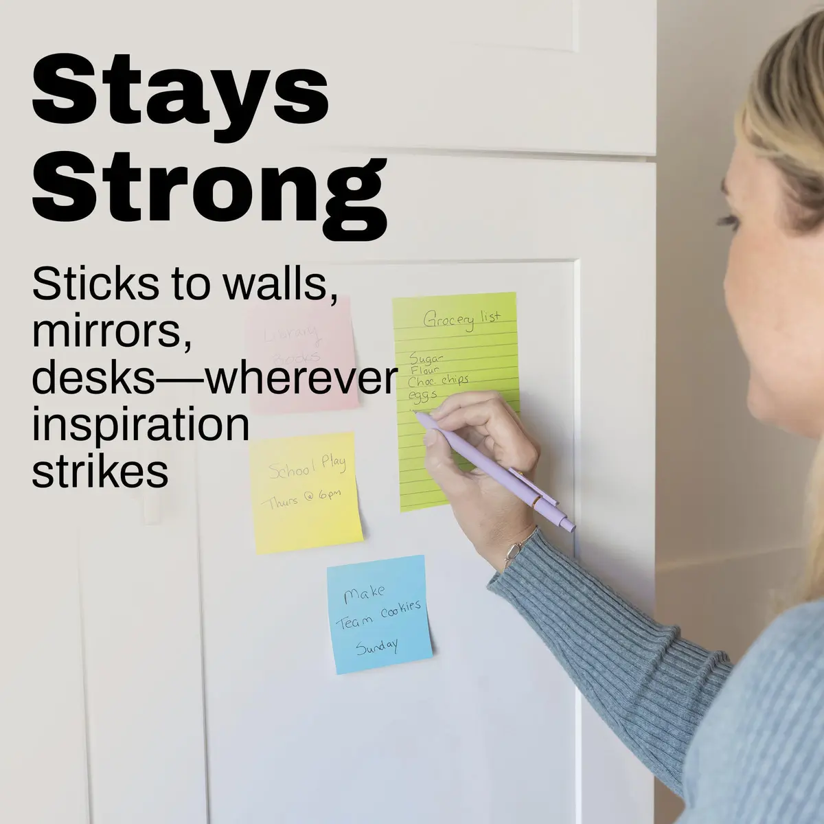Post-it Super Sticky Notes, 3 x 3 in, Neon Fizz, 3 Pads, 45 Sheets/Pad | Vibrant Colors for Creative Reminders - view 9