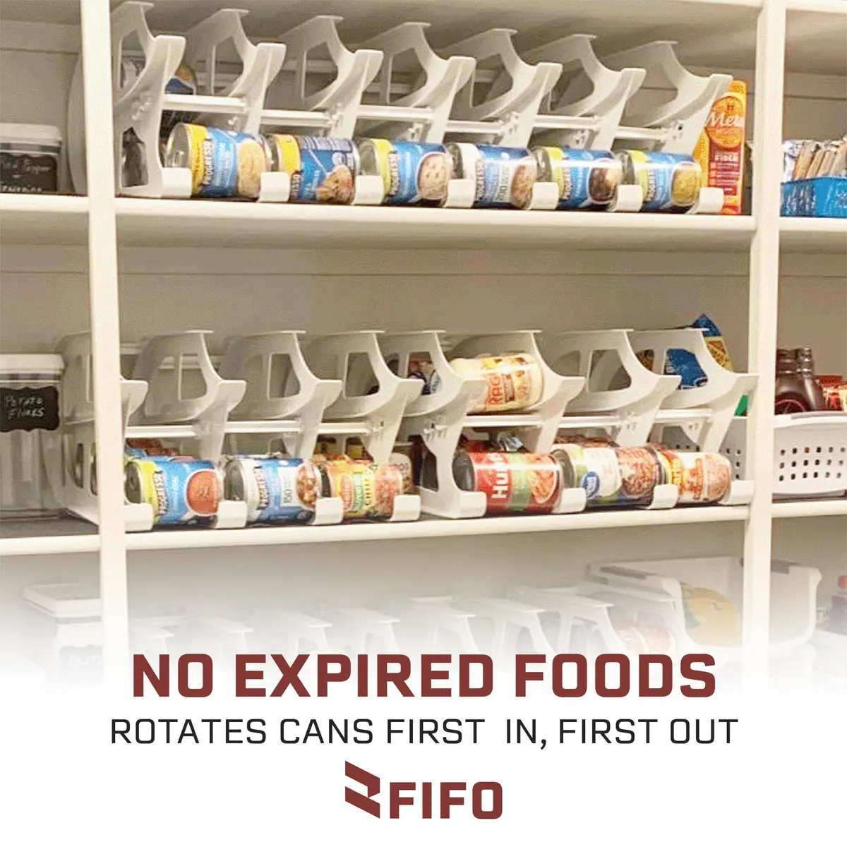 Shelf Reliance White 24 oz Storage Rack | Stackable & Adjustable Food Organizer for Pantry, USA Made - view 4