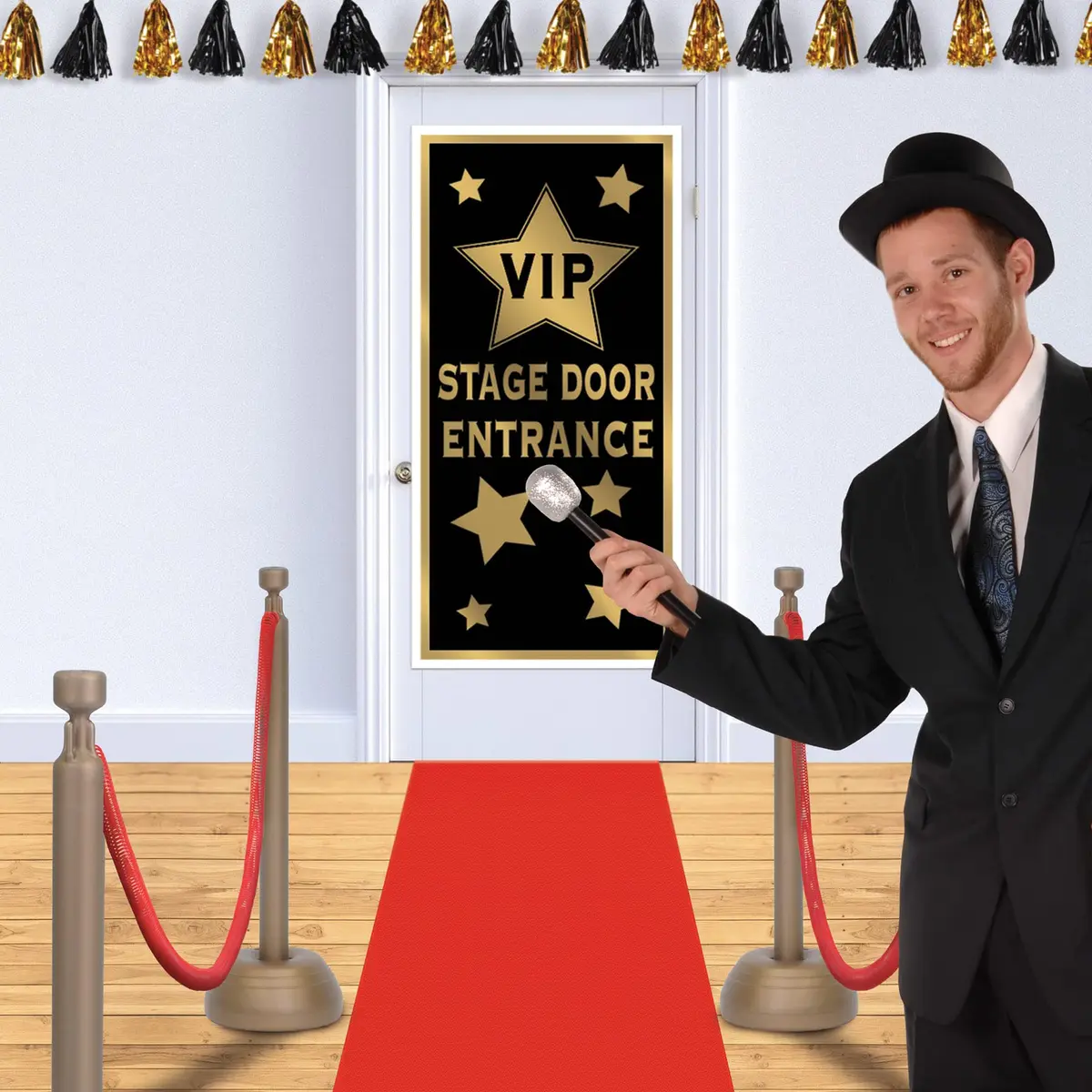 Beistle VIP Stage Door Entrance Door Cover | Celebrity Red Carpet Party Decor, 5' x 30" - view 5