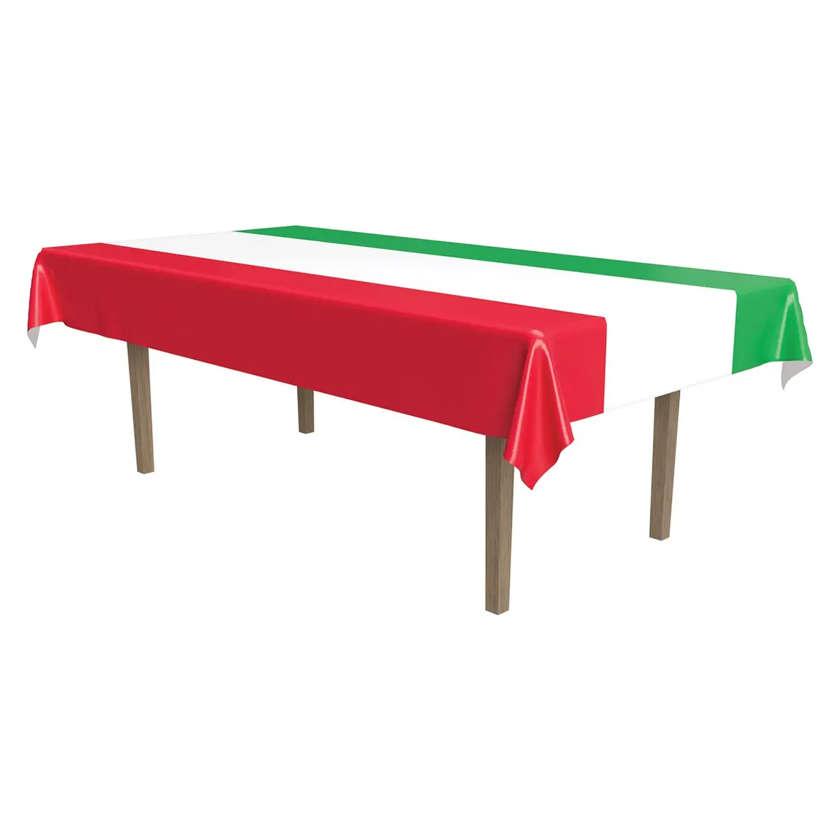 Beistle Red Tablecloth 137cm x 274cm (54" x 108") | Festive Striped Plastic Party Table Cover - main product image