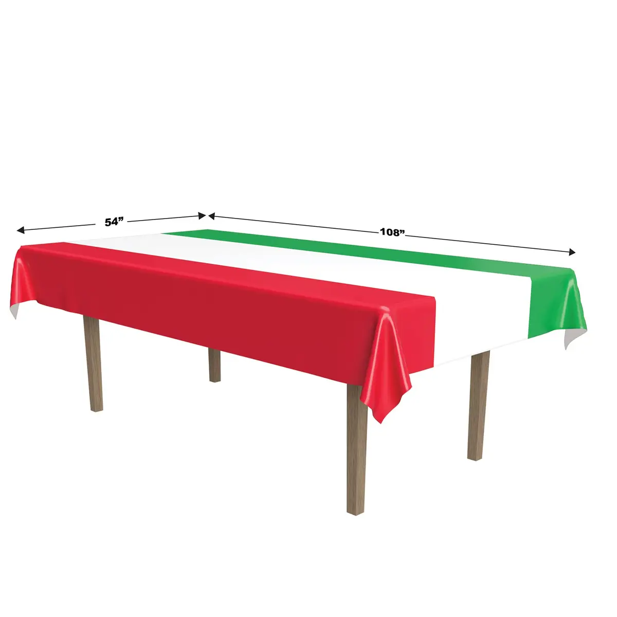 Beistle Red Tablecloth 137cm x 274cm (54" x 108") | Festive Striped Plastic Party Table Cover - view 2