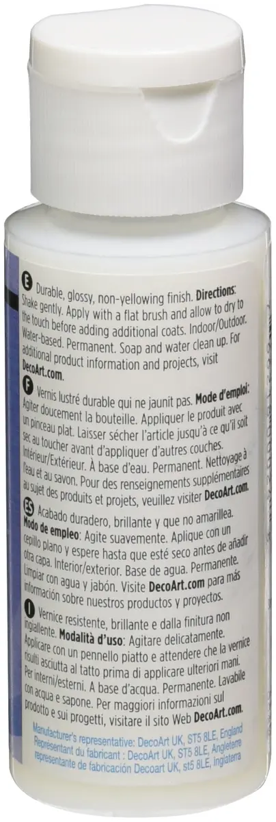 DecoArt Americana DuraClear Gloss Varnish 59ml (2 fl oz) | Seals Acrylic Paint on 3D Prints & Miniatures - view 2