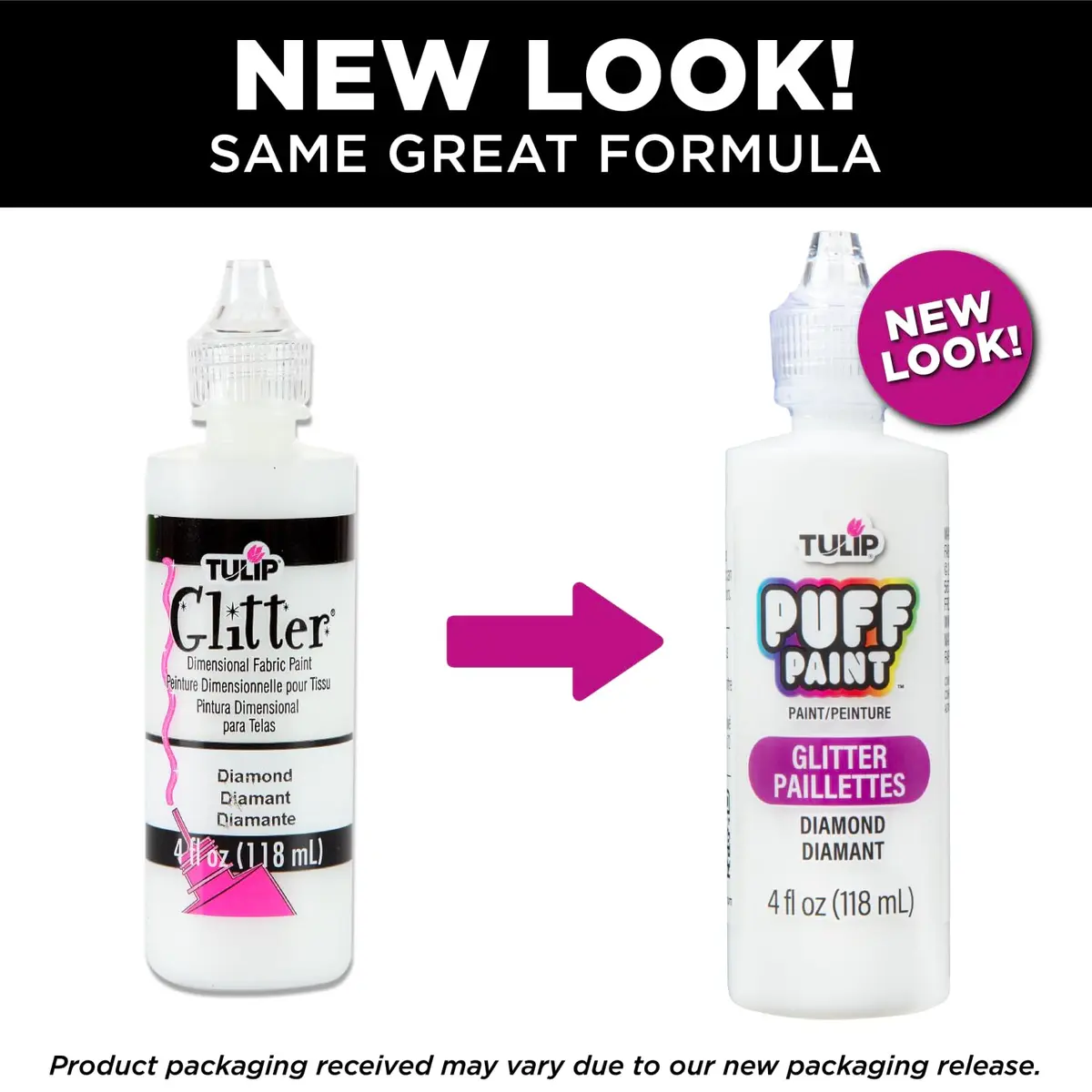 Tulip Dimensional Fabric Paint Glitter Diamond 4 Fl Oz (118 ml) | Permanent & Washable Puffy Texture - view 3