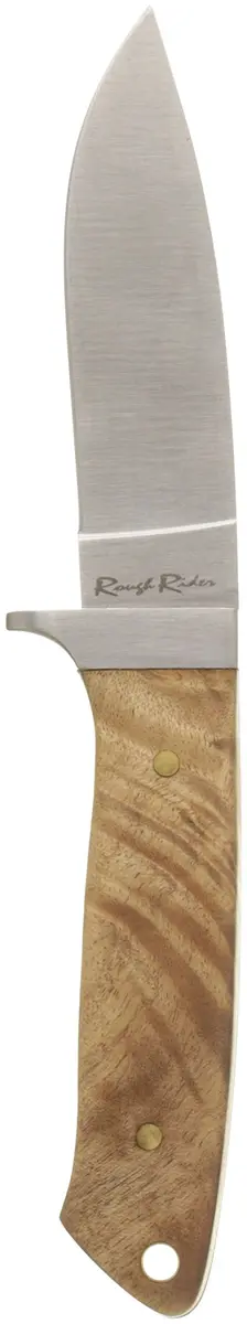 Rough Rider Drop Point Hunter | Full Tang Folding Knife 3.9" Blade, Wood Handle, Nylon Sheath - main product image