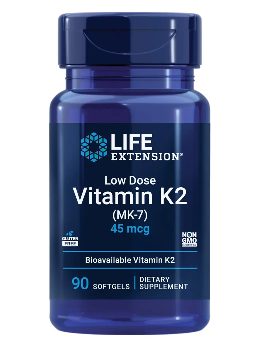 Life Extension Low Dose Vitamin K2 Supports Arterial & Heart Health, 90 Softgels - main product image