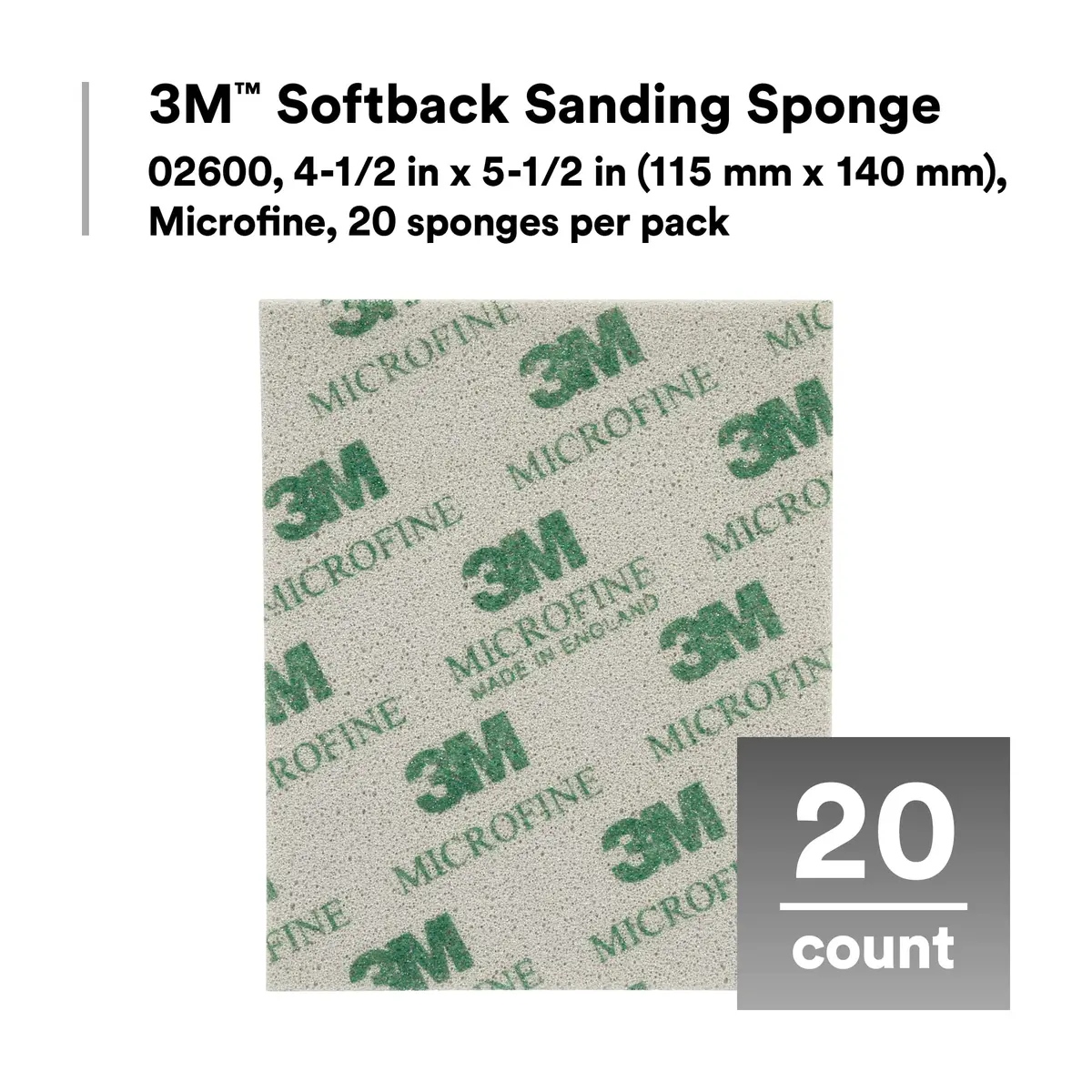 3M Softback Sanding Sponge, 4.5 in x 5.5 in, Microfine Grit | Flexible Hand Sanding Tool for Precision Work - view 4
