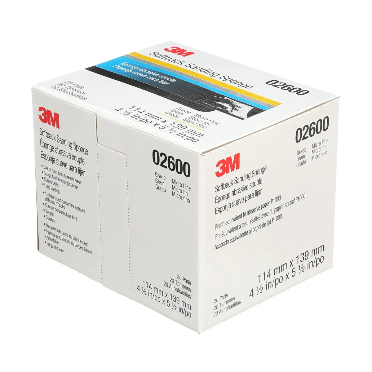 3M Softback Sanding Sponge, 4.5 in x 5.5 in, Microfine Grit | Flexible Hand Sanding Tool for Precision Work - view 3