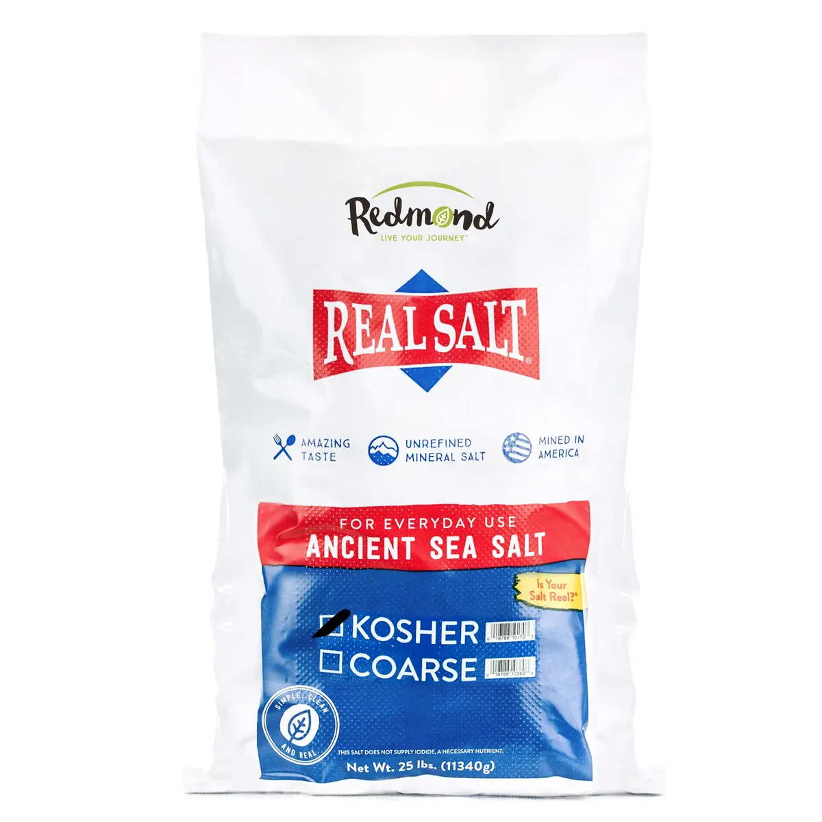 Redmond Real Salt - Natural Unrefined Gluten Free Kosher, 25 Pound Bag | Ancient American Pink Sea Salt - main product image