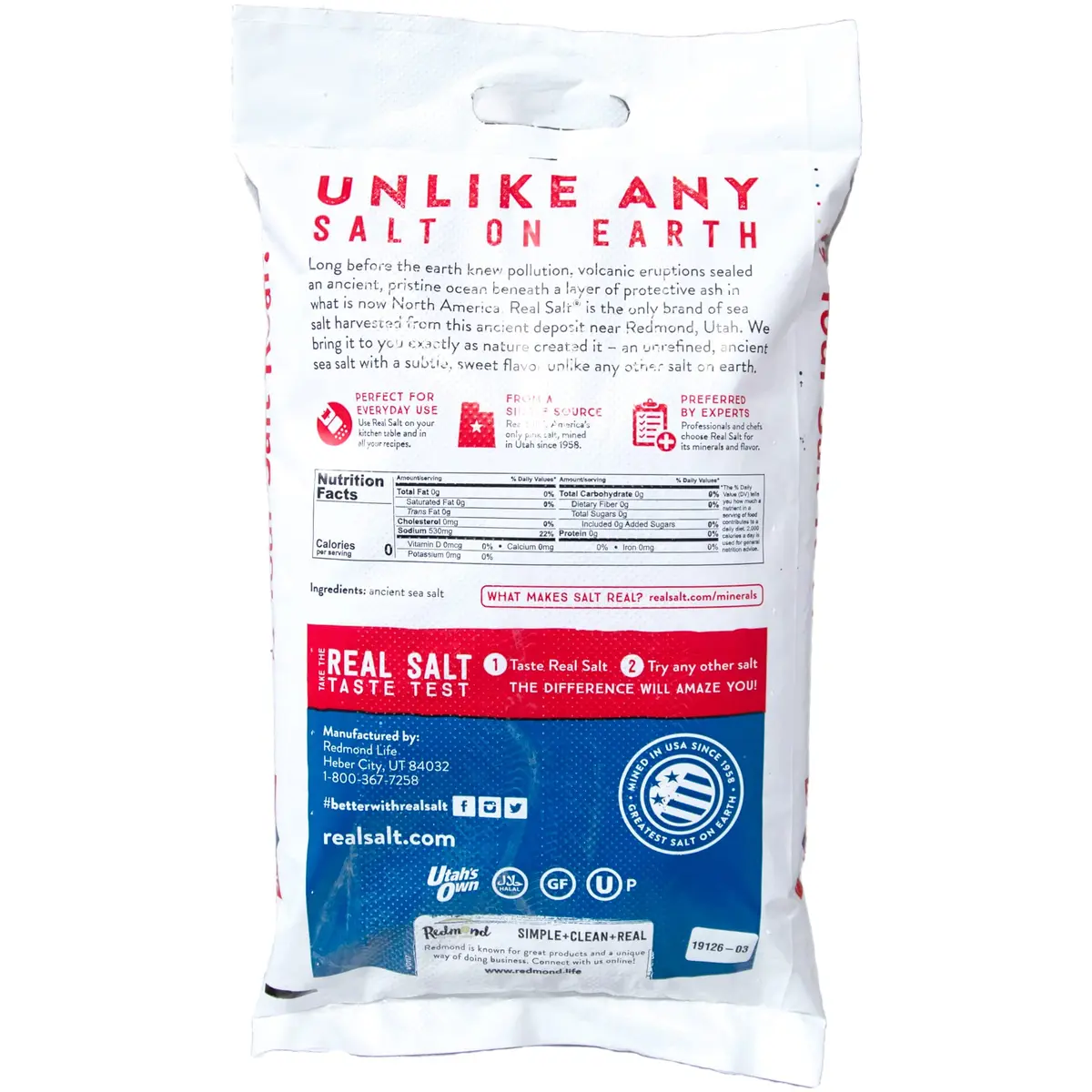 Redmond Real Salt - Natural Unrefined Gluten Free Kosher, 25 Pound Bag | Ancient American Pink Sea Salt - view 2