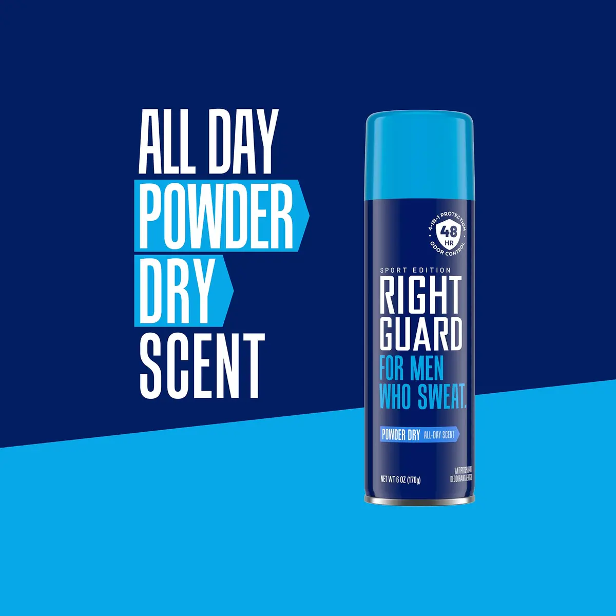 Right Guard Sport Powder Dry Scent Antiperspirant & Deodorant Spray 6oz | 48-Hour Odor & Sweat Block, Gentle on Skin - view 4