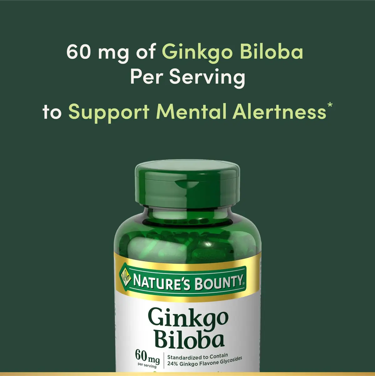 Nature's Bounty Ginkgo Biloba Herbal Supplement 60 Mg | Supports Brain & Memory - view 3