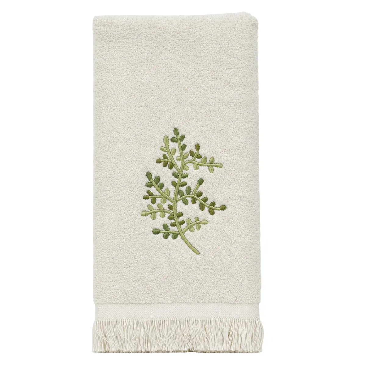 Avanti Linens Greenwood Fingertip Towel, Ivory, 18.00" x 11.00" | Botanical Embroidered Cotton - main product image