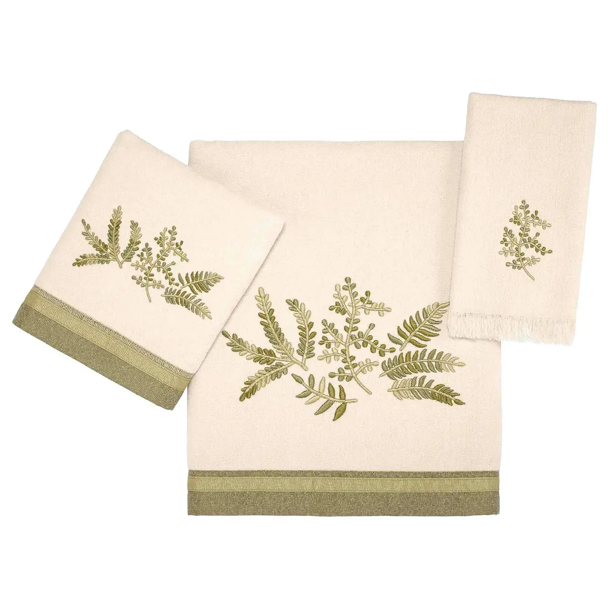 Avanti Linens Greenwood Fingertip Towel, Ivory, 18.00" x 11.00" | Botanical Embroidered Cotton - view 6