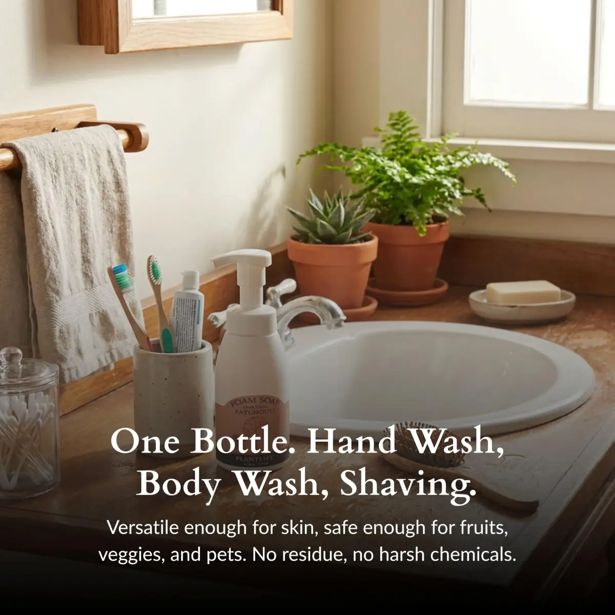 Plantlife Patchouli Foam Soap 250ml (8.5 Fl Oz) | Organic Hand & Body Wash with Aloe Vera - view 4