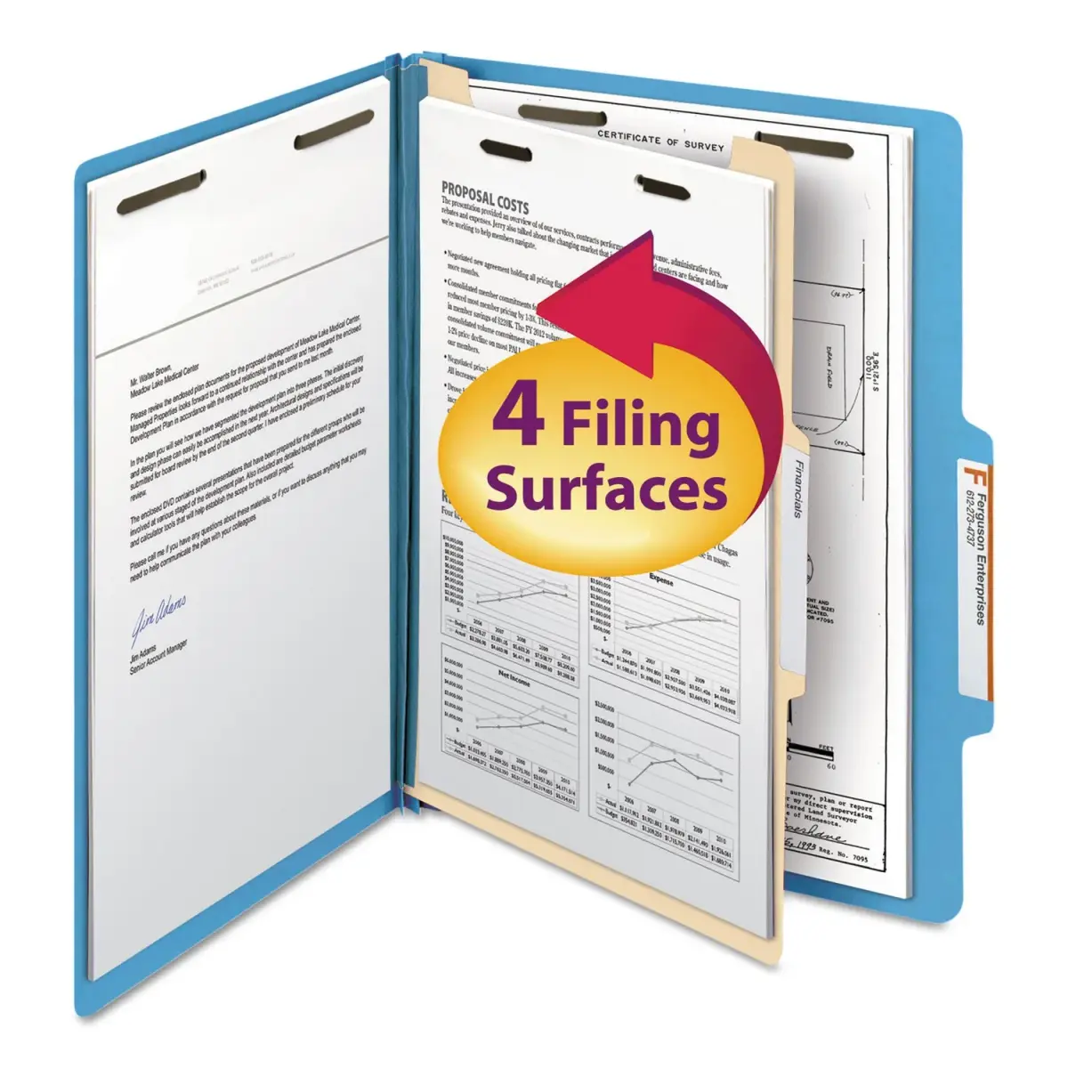 Smead Classification File Folders 2" Expansion, 2/5-Cut Tab, Letter Size, 10 per Box (Blue) | Organize Documents with 6 Filing Surfaces - main product image