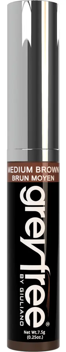 Greyfree Medium Brown Hair Mascara Root Touch-Up for Gray Hair | Precision Hairline Concealer for Brows & Beard (7.4ml / 0.25 Fl Oz) - main product image