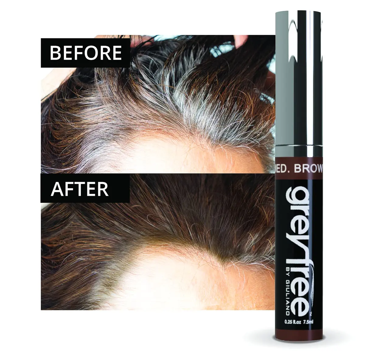 Greyfree Medium Brown Hair Mascara Root Touch-Up for Gray Hair | Precision Hairline Concealer for Brows & Beard (7.4ml / 0.25 Fl Oz) - view 6