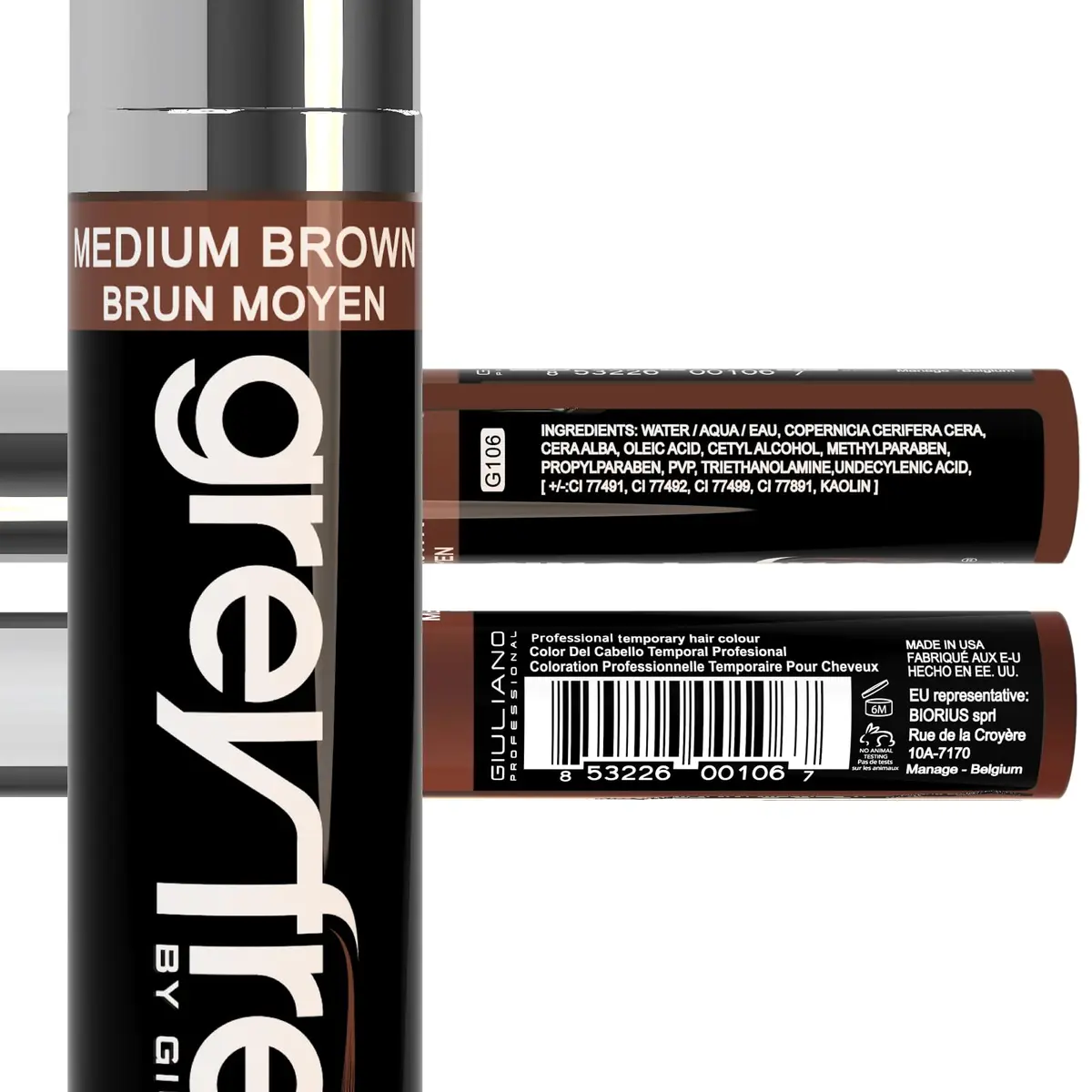 Greyfree Medium Brown Hair Mascara Root Touch-Up for Gray Hair | Precision Hairline Concealer for Brows & Beard (7.4ml / 0.25 Fl Oz) - view 2