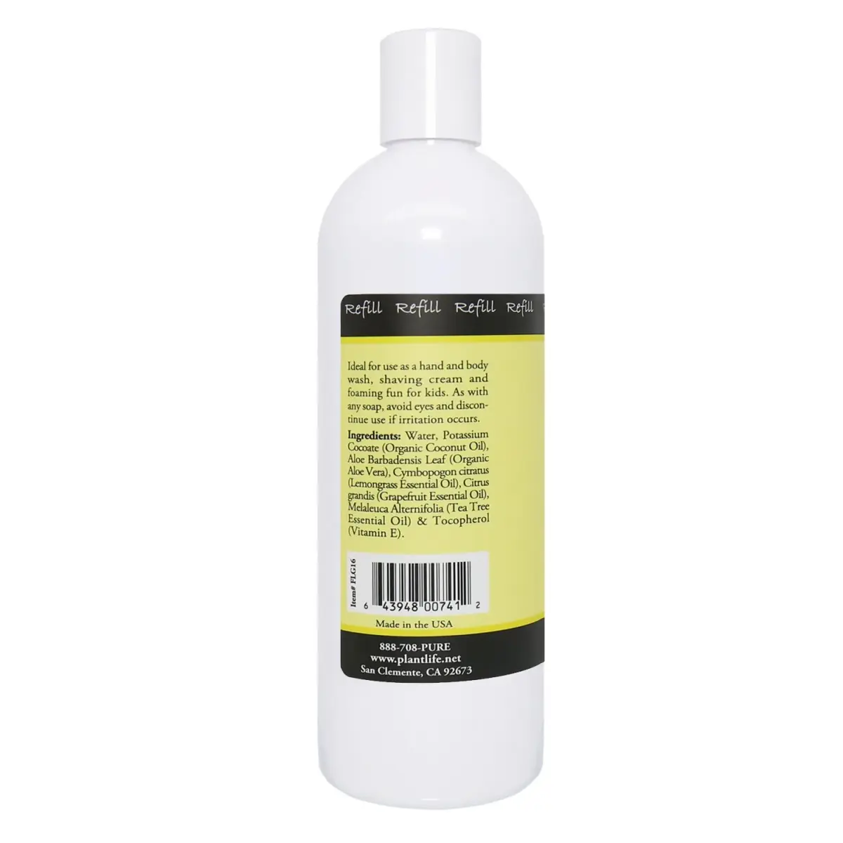 Plantlife Lemongrass Foam Soap Refill 473ml (16 Fl Oz) | Organic Aloe Vera & Essential Oils - view 5