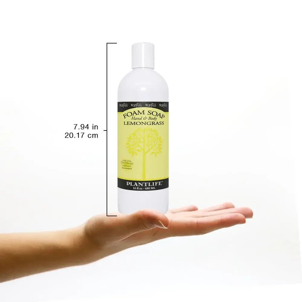 Plantlife Lemongrass Foam Soap Refill 473ml (16 Fl Oz) | Organic Aloe Vera & Essential Oils - view 6